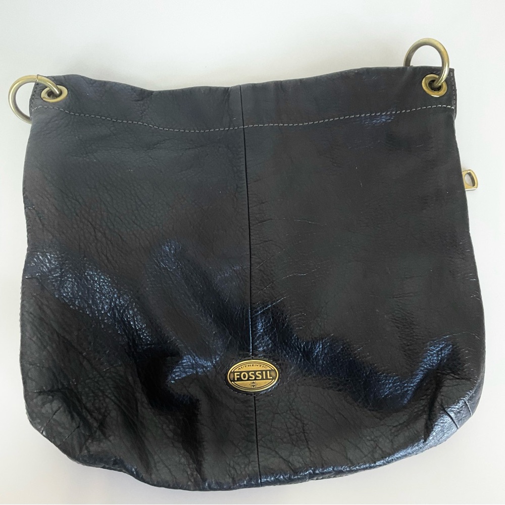 Fossil Black Leather Bag with Gold Logo - Picture 10 of 10